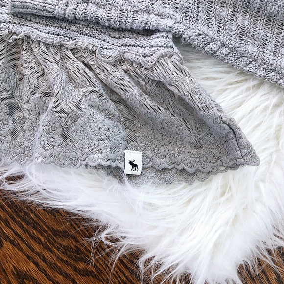 3/$20 Abercrombie Kids Gray Open Knit Lace Sweater - Picture 3 of 6